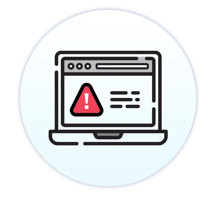 computer with exclamation point