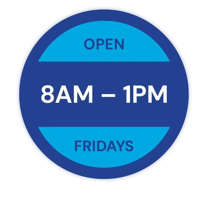 open 8am - 1pm Fridays